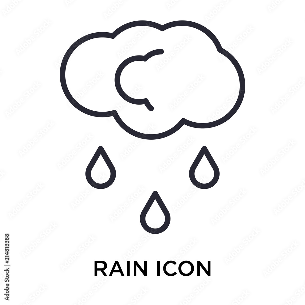 Rain icon vector sign and symbol isolated on white background, Rain logo concept Rain icon vector sign and symbol isolated on white background, Rain logo concept