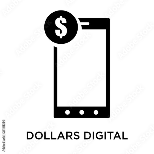 Dollars digital commerce icon vector sign and symbol isolated on white background, Dollars digital commerce logo concept