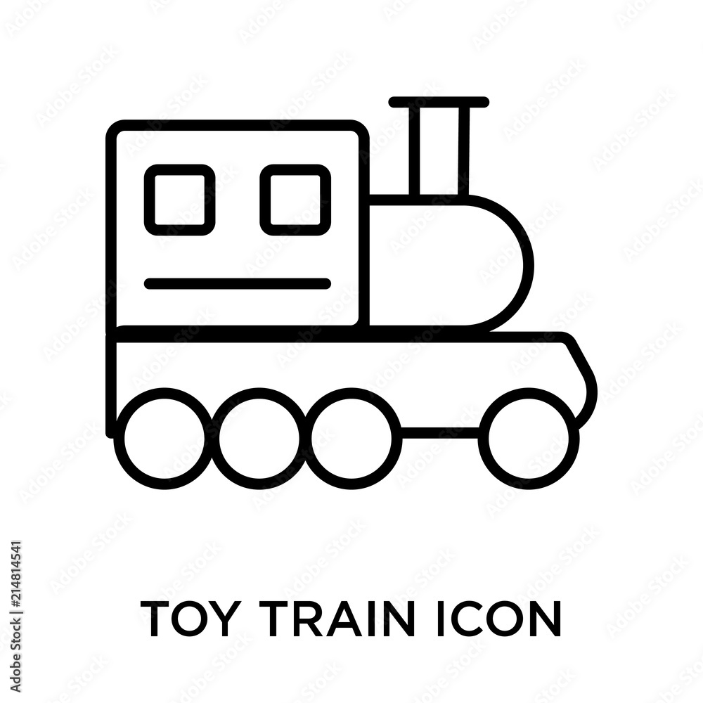 Toy train icon vector sign and symbol isolated on white background, Toy train logo concept Toy train icon vector sign and symbol isolated on white background, Toy train logo concept