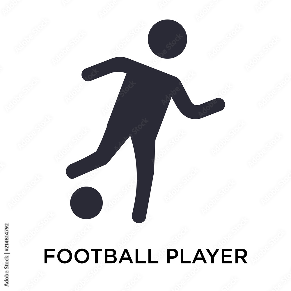 Football player with ball icon vector sign and symbol isolated on white background, Football player with ball logo concept Football player with ball icon vector sign and symbol isolated on white background, Football player with ball logo concept
