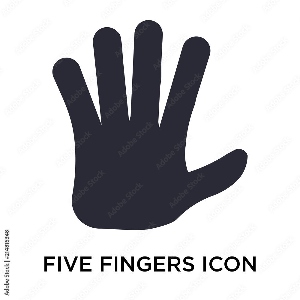 Fototapeta premium Five fingers icon vector sign and symbol isolated on white background, Five fingers logo concept