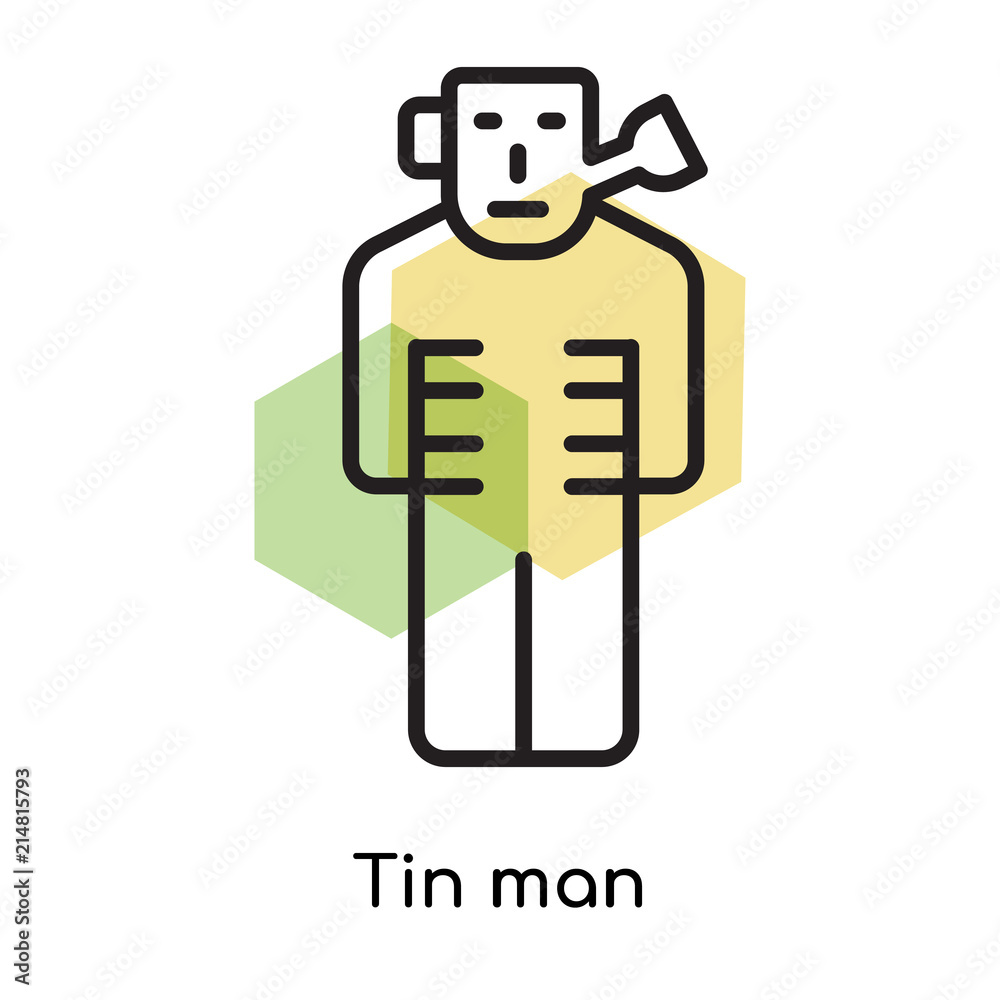 Tin man icon vector sign and symbol isolated on white background, Tin