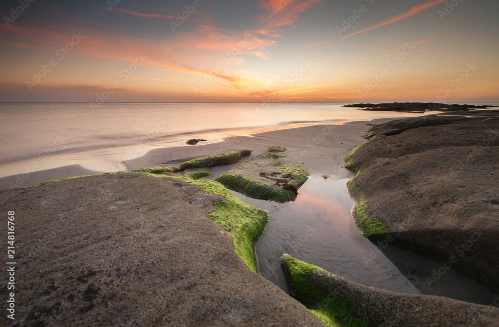 view of beautiful sunset seascape at Kudat, Sabah Malaysia. soft focus due to long expose. view of beautiful sunset seascape at Kudat, Sabah Malaysia. soft focus due to long expose.