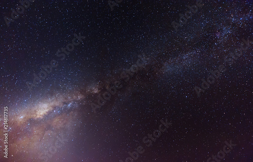 Starry night sky with stars and Milky Way Galaxy. soft focus and noise due to long expose and high iso.