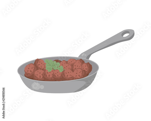 Sweden culture dish vector illustration.  Swedish meatballs icon isolated on white background.