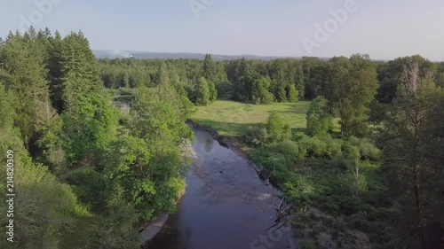 Molalla river drone flight at sunset photo