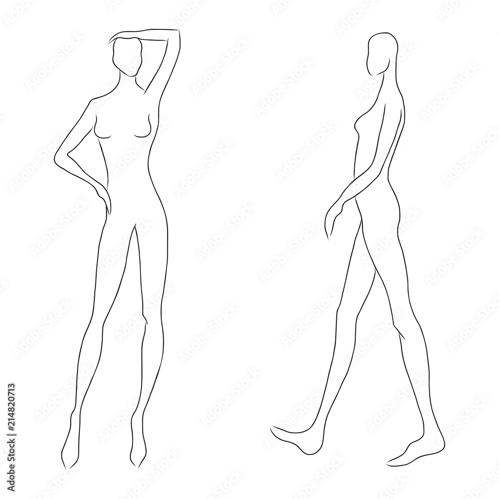 Woman's Figure Sketch Different Poses Template Drawing Stylist Designers  Clothes Stock Vector by ©senior_pepeto 202509202