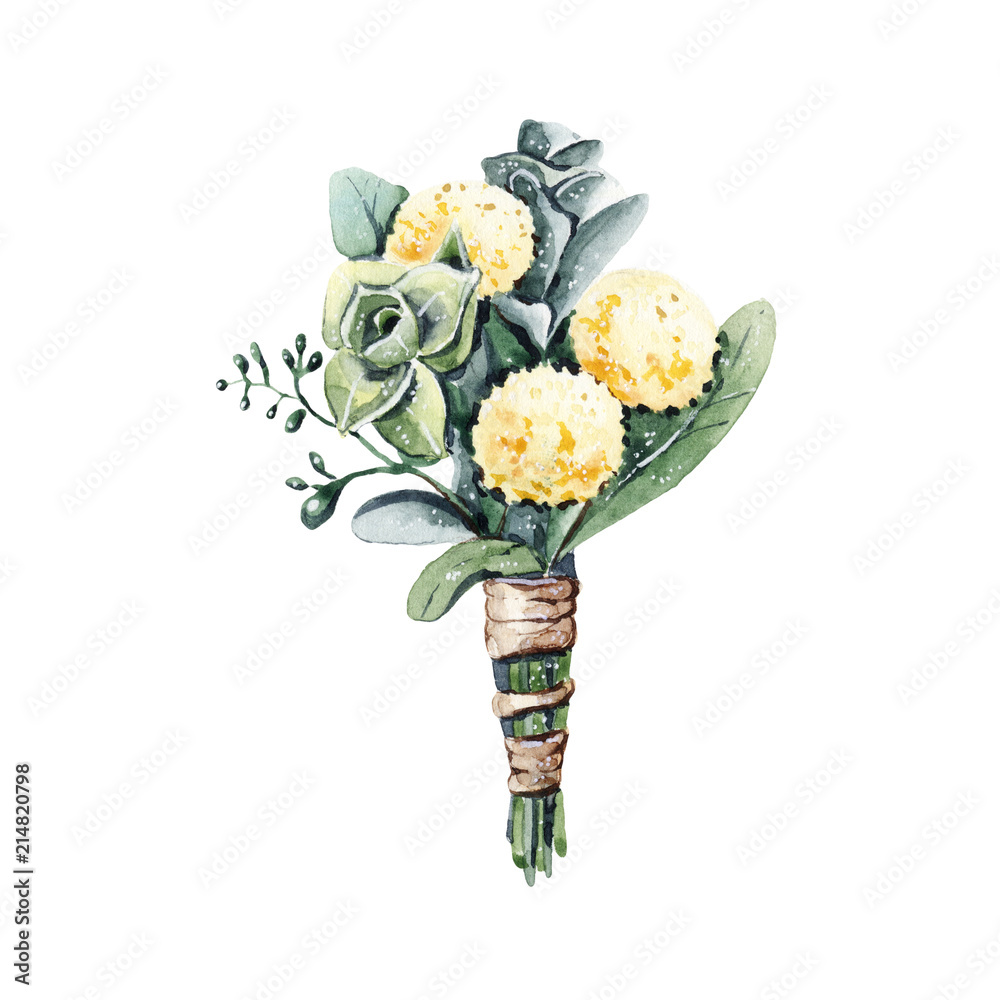 Watercolor wedding bouquet illustration