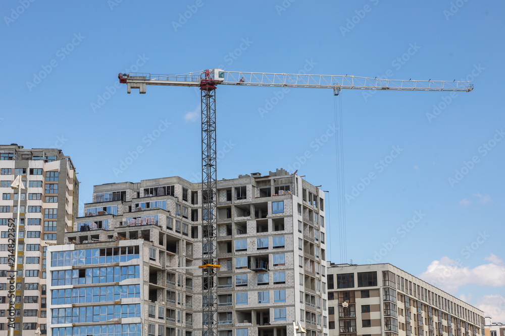 building tower crane summer sky building tower crane summer sky