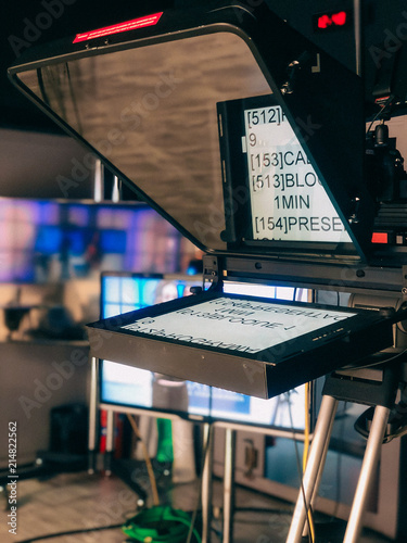 Autocue in a TV studio photo