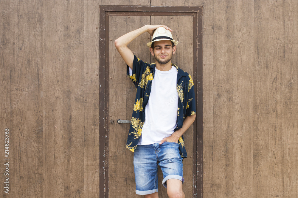 young to summer fashion in outdoor street with background young to summer fashion in outdoor street with background