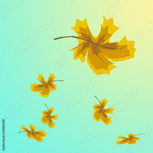 Illustration of a hand drawn with yellow maple leaves