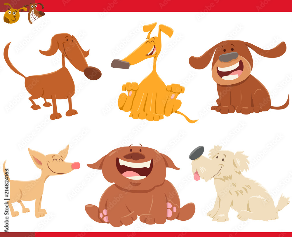 cute happy dogs cartoon characters