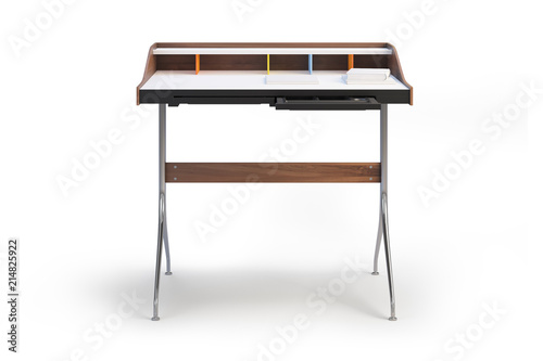 Wooden Desk. 3d render