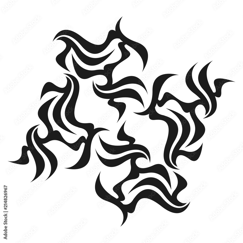 Naklejka premium Ornamental abstract ink shape. Simple tattoo. Tribal sign. 