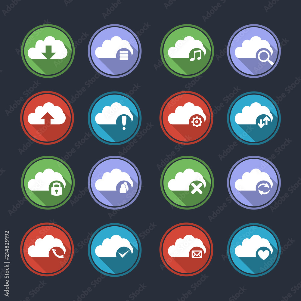 Cloud computing flat icons Cloud computing flat icons