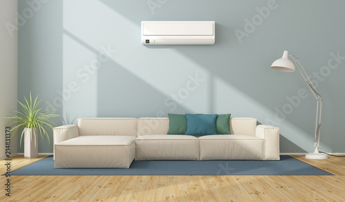 Modern living room with air conditioner photo
