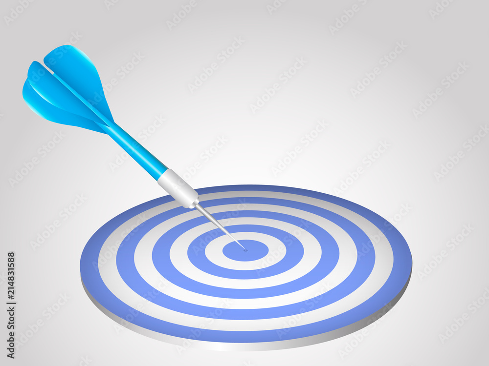 Blue darts. Target concept. Vector illustration.