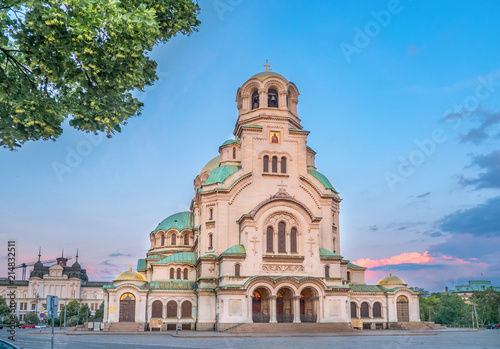 Alexander Nevsky cathedral in Sofia, Bulgaria at sunset