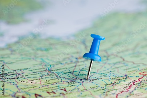Closeup of a Pin on a Map