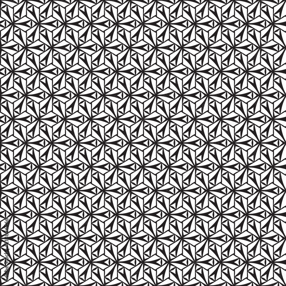 Monochrome Geometric Seamless Pattern. Black and white style pattern. Texture in op art design