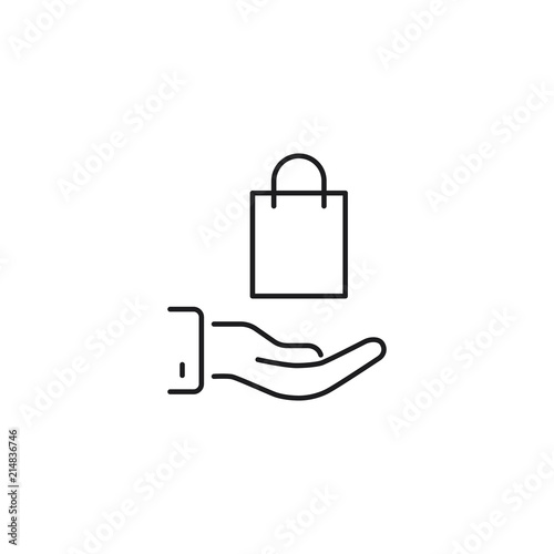 line shopping bag in hand illustration on white background