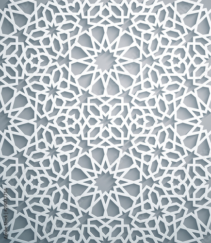 Islamic ornament vector , persian motiff . White background . Light 3d ramadan islamic round pattern elements . Geometric circular ornamental arabic symbol vector . White background . photo