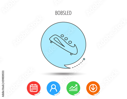 Bobsleigh icon. Three-seater bobsled sign.