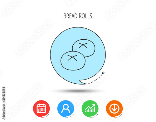 Bread rolls or buns icon. Natural food sign.