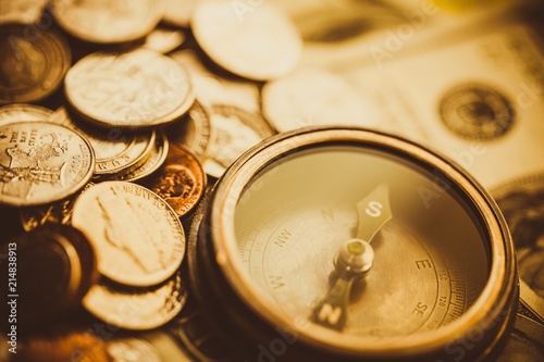Compass on Banknotes and Coins