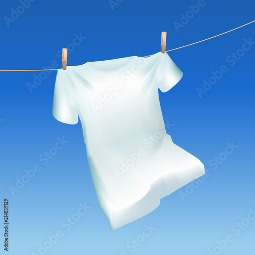 Realistic Detailed 3d Tshirt Hanging Out. Vector