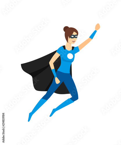 Cartoon Female Superhero Character. Vector