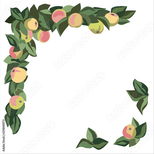 Apple and leaf border corner motif