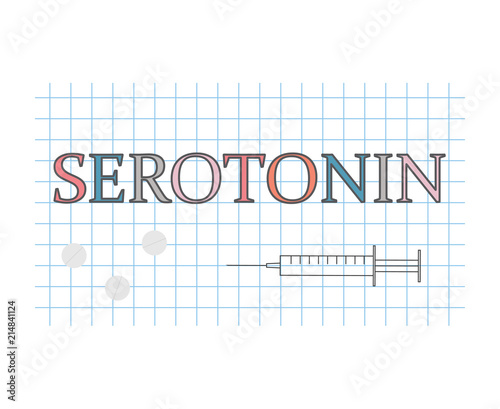 serotonin word on checkered paper sheet- vector illustration