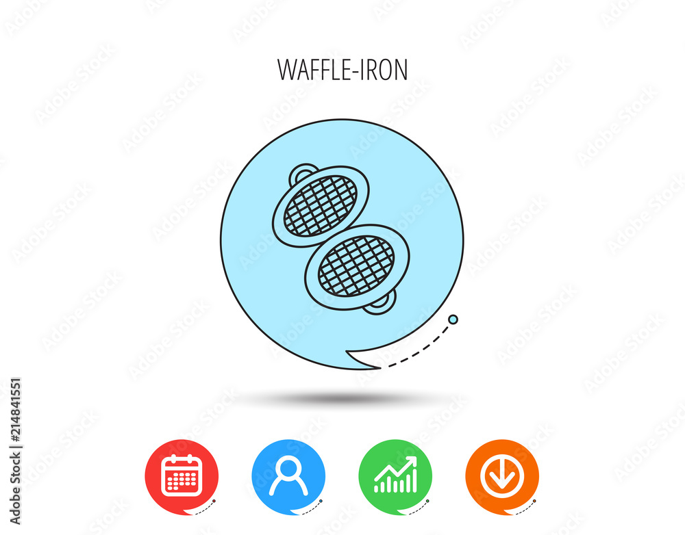 Waffle iron icon. Kitchen baking tool sign. Waffle iron icon. Kitchen baking tool sign.