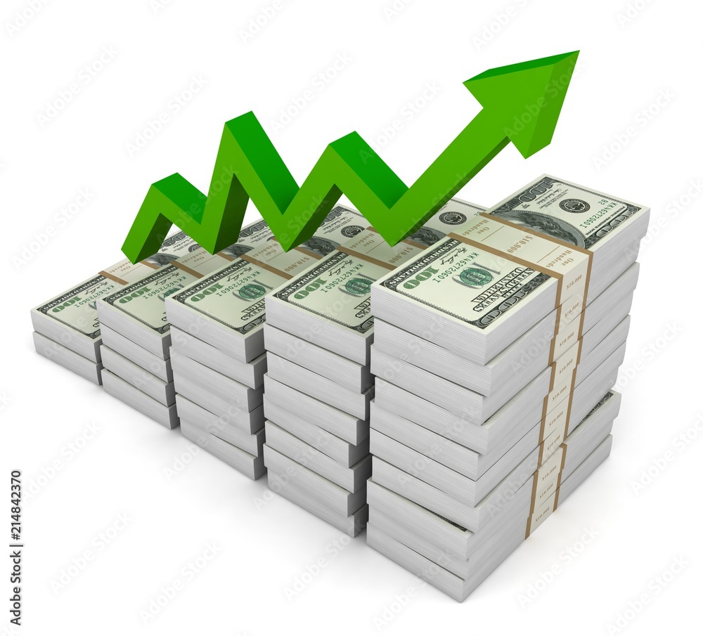 money graph 3d illustration isolated on white background money graph 3d illustration isolated on white background