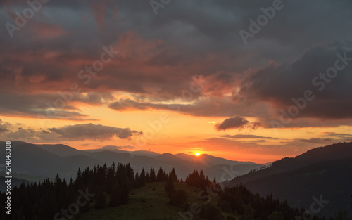 Dawn in the mountains. Sunrise in the mountains. Beautiful dawn in the mountains. © natali_rijik