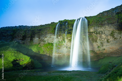 Iceland s most popular waterfall called Seljalandsfoss captured in long exposure