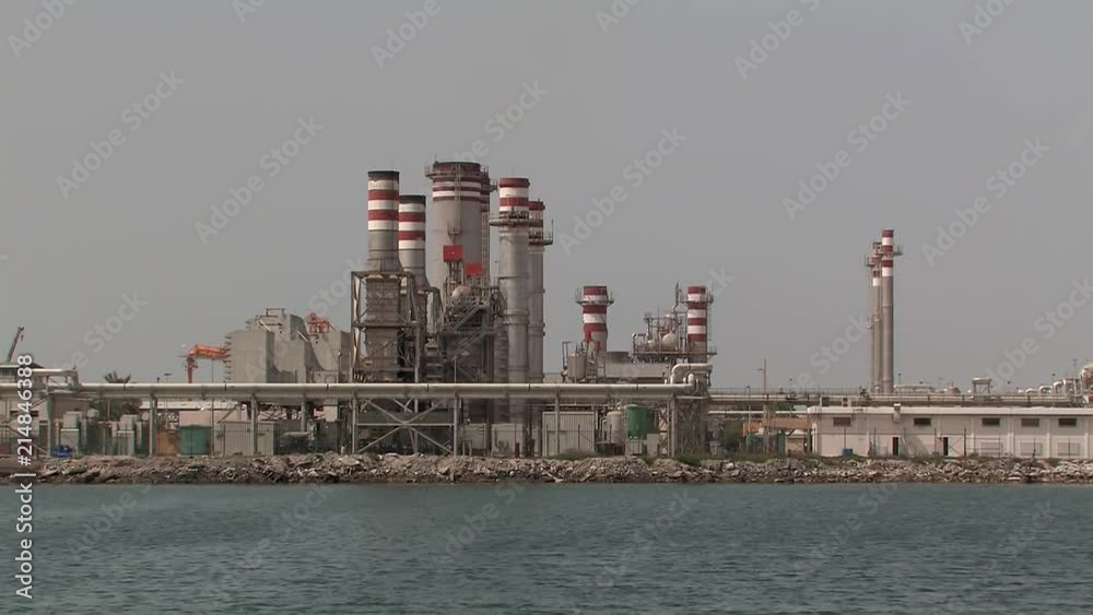 Towers of a desalination plant in Ras Al Khaimah, UAE
