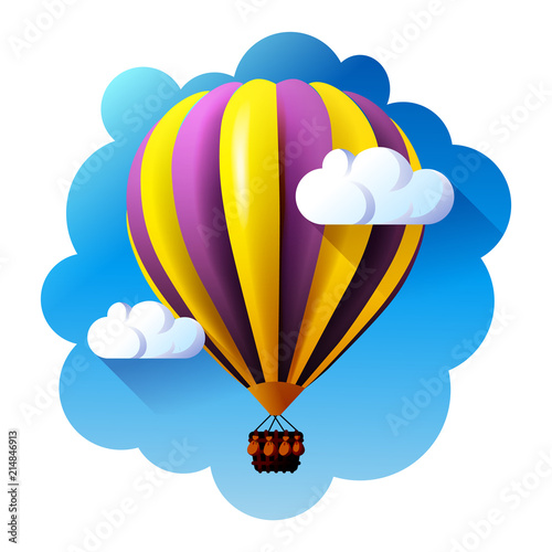 hot air balloon in clouds vector illustration