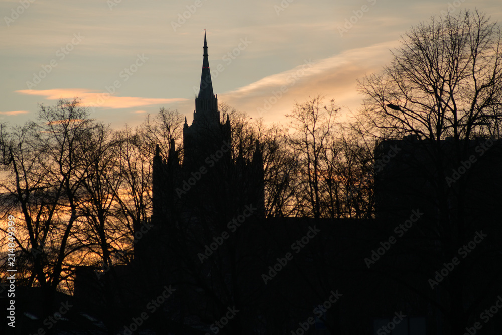 Fototapeta premium cityscape Foreign Ministry building at sunset
