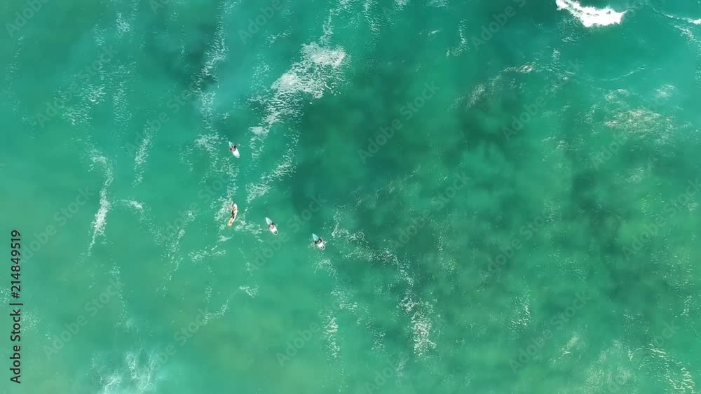 Aerial shot of waves and surfers. Bondi to Coogie Coastal walk, Sydney, New south wales, Australia