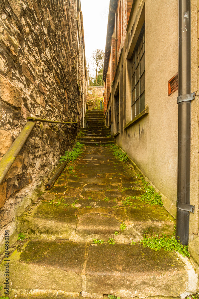 Narrow walkway with steps
