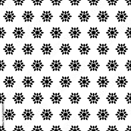 Black and white seamless pattern. Modern stylish texture. Repeating geometric tiles. Floral
