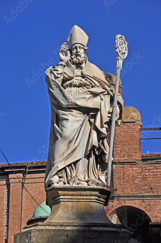 Bologna, Italy, St Petronius statue in Porta Ravegnana square. photo