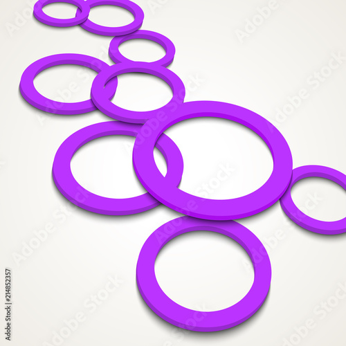 Design Template - Abstract Purple Background With Circles. 3D Geometrical Desig