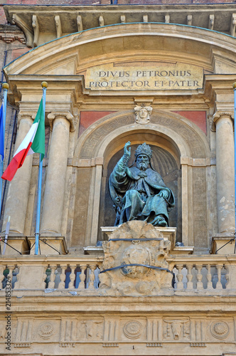 Italy, Bologna Saint Petronius statue, the city protector and father. (Petronius protector et pater) photo