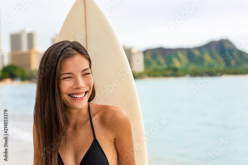 Photography Asian surfer girl smiling portrait