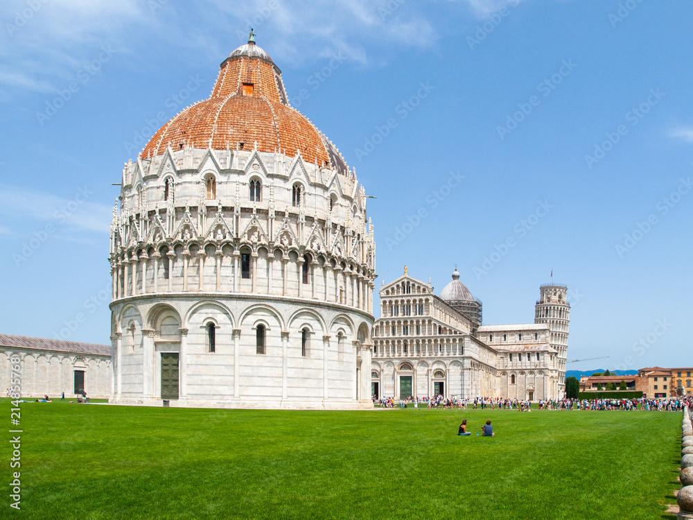 Pisa Baptistery of St. John, Battistero di San Giovanni, in Square of Miracles, Pisa, Tuscany, Italy. UNESCO World Heritage Site.