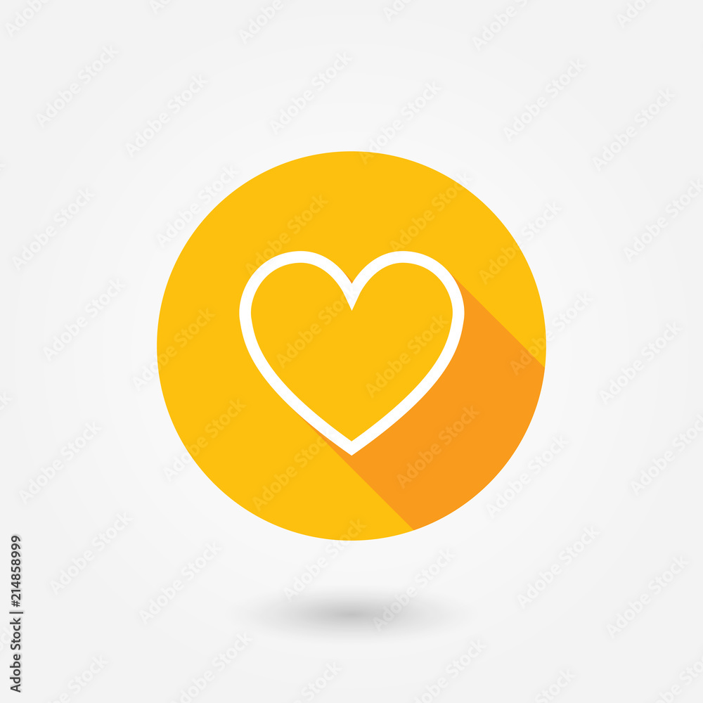 Heart icon. Flat design. illustration. Flat design style with long shadow Heart icon. Flat design. illustration. Flat design style with long shadow